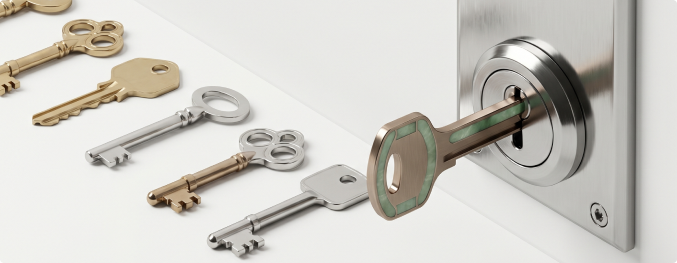 Keys representing security and access control in jewellery insurance
